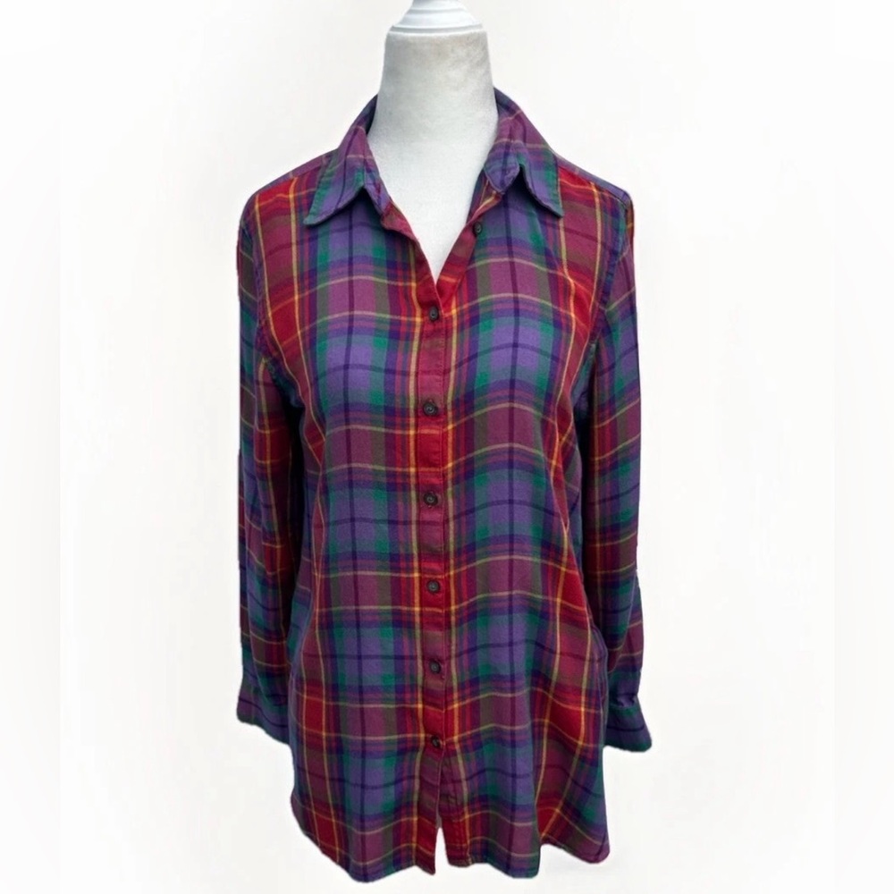Lauren Ralph Lauren Shirt Women S Plaid Button Down Black Label Tunic Multi